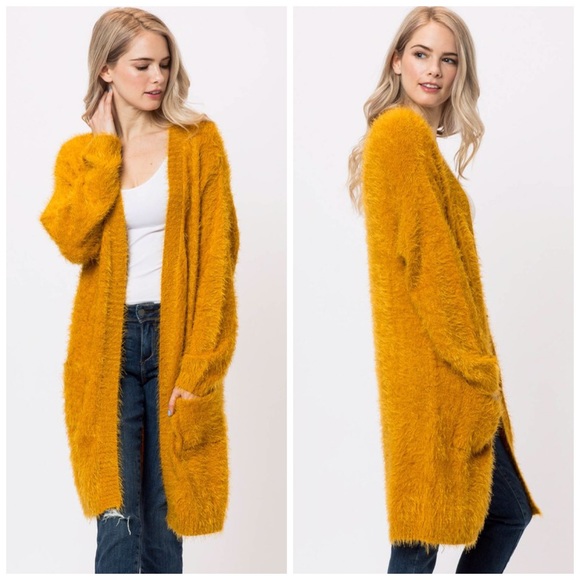 ❤️LAST 1! Fuzzy Long Line Pocket Cardigan - Picture 3 of 4